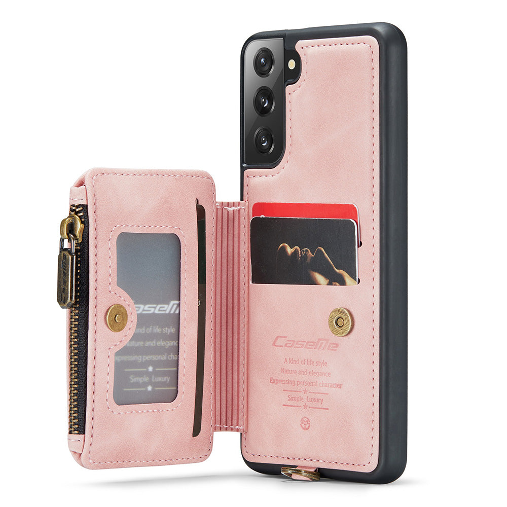 CASEME C20 Series for Samsung Galaxy S21 FE 5G Zipper Pocket RFID Blocking Phone Case PU Leather Coated TPU Kickstand Cover with Strap CASEME C20 Series for Samsung Galaxy S21 FE 5G Zipper Pocket RFID Blocking Phone Case PU Leather Coated TPU Kickstand Cover with Strap